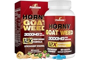 FUBKERM Hornygoatweed for Men, 12 in 1 Horny Goat Weed, Maximum Strength Male Enhancing Supplement with Maca Root, Tongkat Ali, Panax Ginseng, Saw Palmetto, for Hormone, Stamina, Performance, Energy, 60 Count