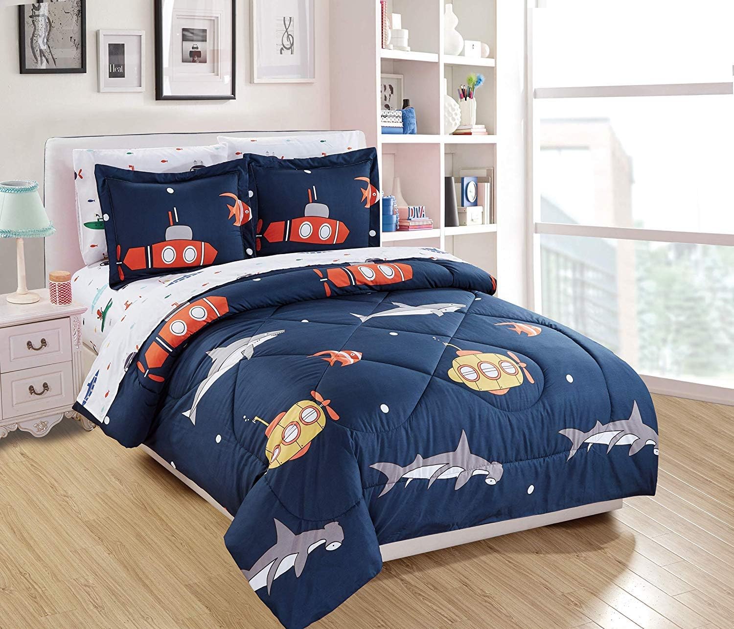 Amazon Com Elegant Home Multicolor Marine Life Sharks Fish