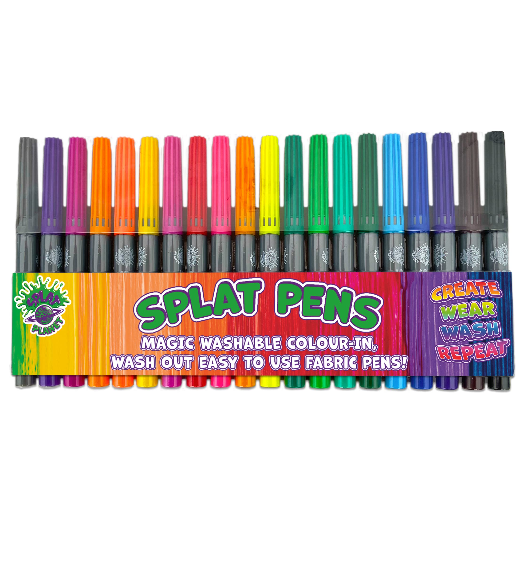 Splat Planet Bumper Pack Magic Fabric Pens 20 Non-toxic Washable Magic Pens - Colour Your Own, Colouring And Wash Out T-Shirt. Colours On All Fabrics And Paper. Non-permanent Fabric Pens