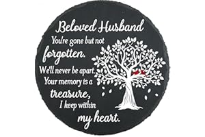 MYFIHU Husband Memorial Stone, Husband Garden Stepping Stone Memorial Gifts for Loss of Husband, in Memory of Husband in Heaven TNA17
