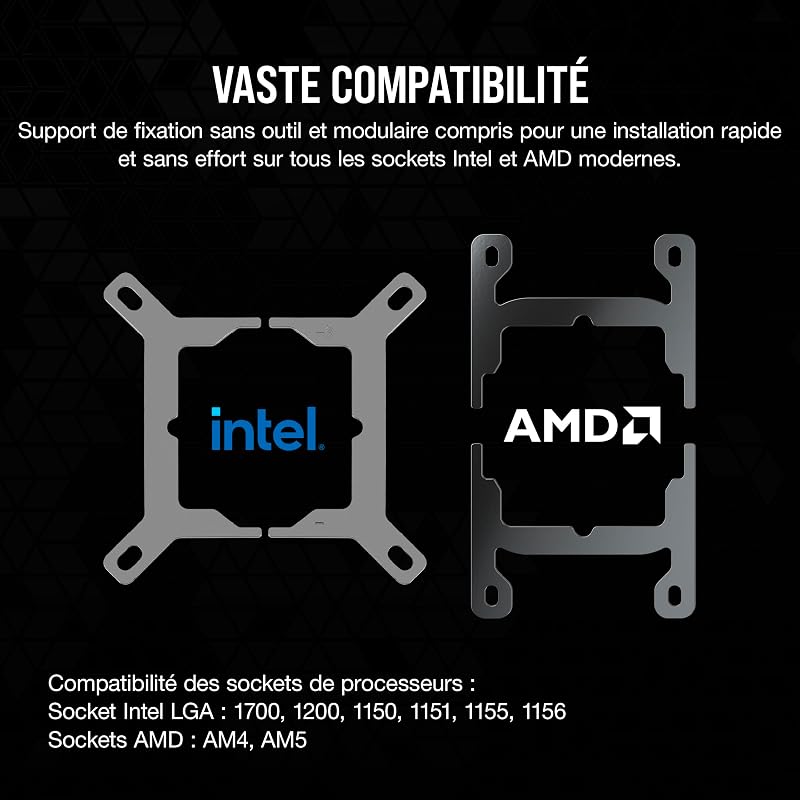iCUE Link H115i RGB Liquid CPU Cooler - 280mm AIO - Ventilateurs QX140 RGB - Convient à Intel® LGA 1700, AMD® AM5 - Hub Système iCUE Link Inclus - Noir