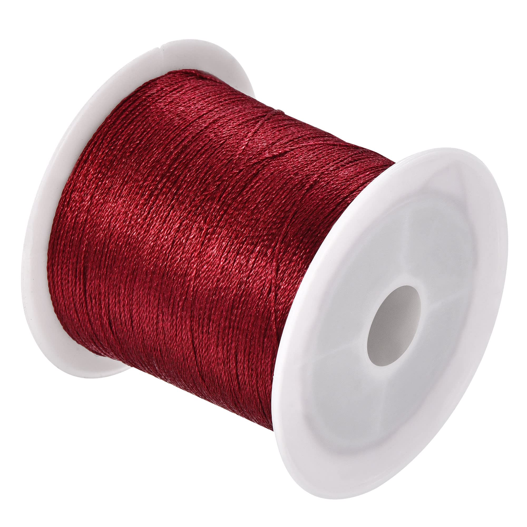 PATIKIL 328FT/109Yard 3 Strands Braided Beading Thread, Fiber Beaded Wire Line for DIY Beads Craft Charms, Dark Red