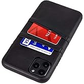 Dockem Wallet Case for iPhone 11 Pro Max: Built-in Metal Plate for Magnetic Mounting & 2 Credit Card Holder Slots (6.5" Exec M2, Synthetic Leather, Black)