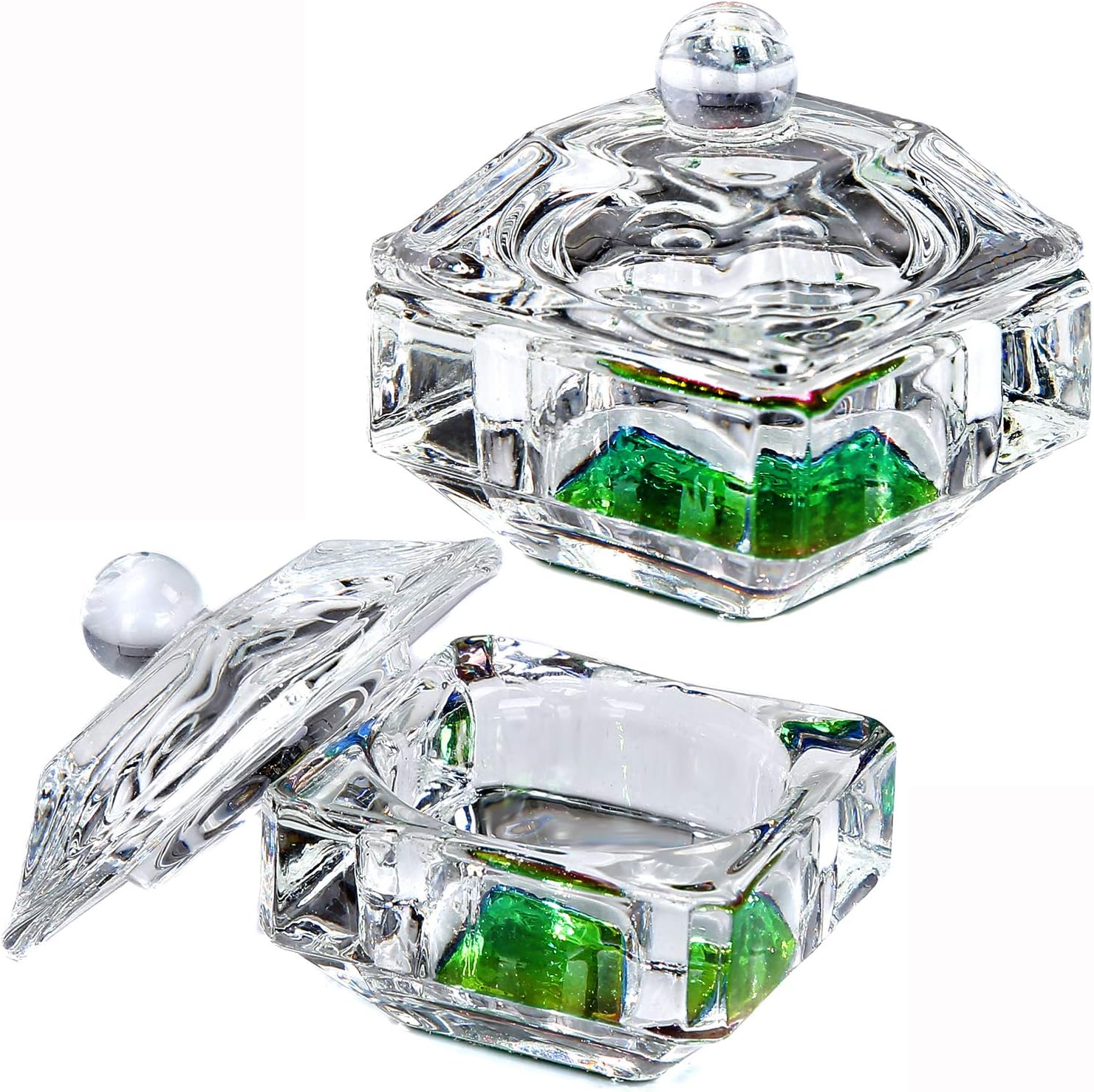 Nail Art Dappen Dish with Lid, 2 Pieces Color Plating Mini Nail Art