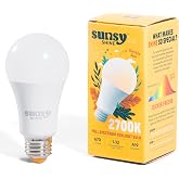 sunsy Shine A19 Full-Spectrum LED, 2700K Soft White, CRI 97, Flicker-Free | E26 base, dimmable, 670 lm at 11W, ETL &amp; FCC certified, low-EMF, no UV or IR, 25,000-hr lifespan, 3-yr warranty, US-based