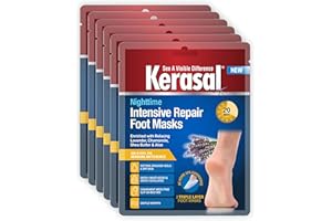 Kerasal Nighttime Intensive Repair Foot Masks, Foot Mask for Cracked Heels and Dry Feet, Six Pairs