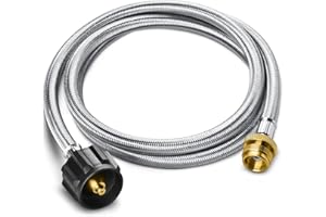 PatioGem Propane Hose, 5FT Propane Adapter 1lb to 20lb, Propane Tank Adapter, fit for Weber/Coleman/Blackstone Grill, Buddy Heater, Smoker, Griddle, Camping Stove, Fire Pit