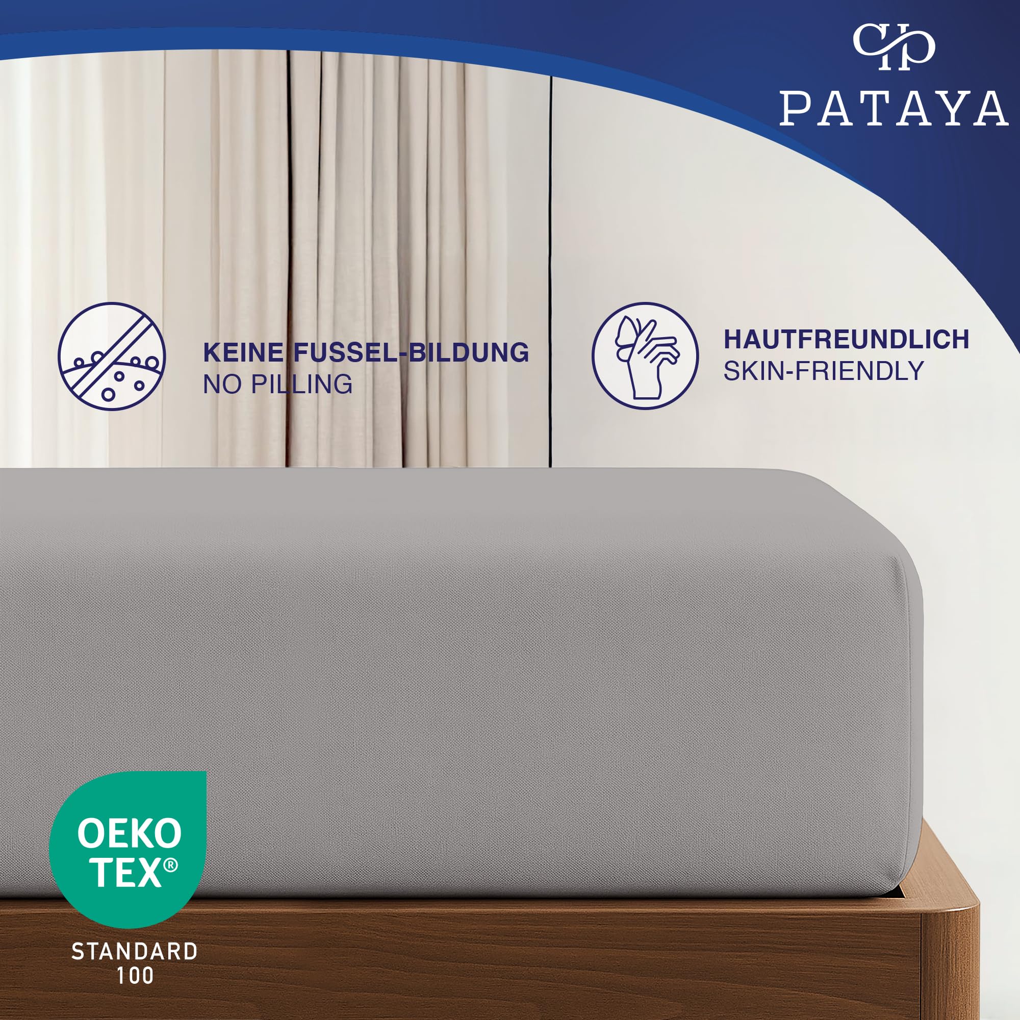 Pataya Spannbettlaken 180x200cm - Oeko-TEX Zertifiziert Baumwollmischung Spannbetttuch bis zu 25 cm Bettlaken für Boxspringbett Matratzen (Grau - 180x200) 4