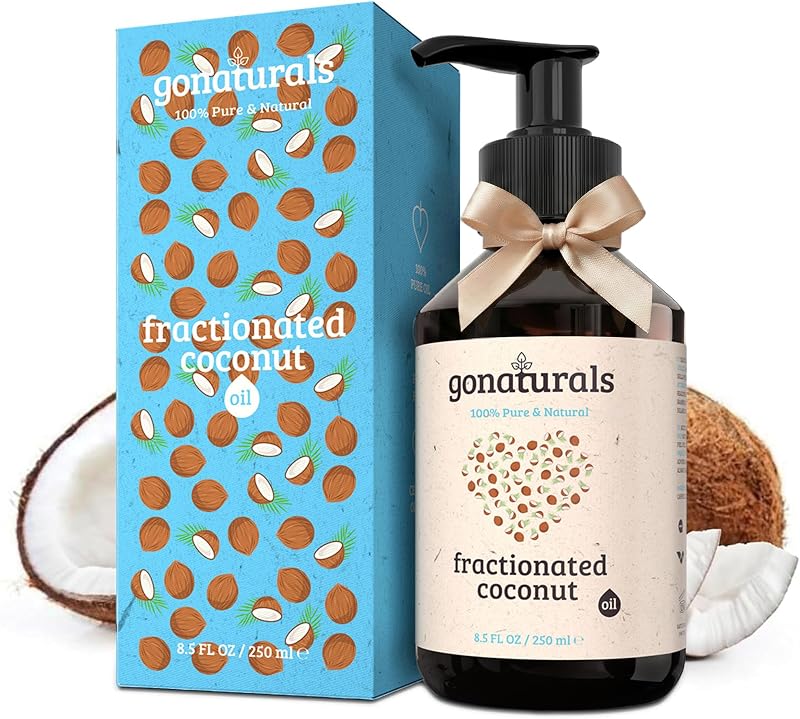 GoNaturals Fractionated Coconut Oil 250ml Pure Vegan Skin Hair Face