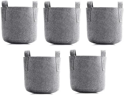 Meg grow Felt Fabric 400 GSM Grey Grow Bag with Handle (12*12) Inch - 1