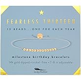 Lucky Feather 13 Year Old Girl Gifts | 13th Birthday Bracelet With Adjustable Cord & Message | 14k Gold Dipped Beads & Other Colors | Trendy Gifts For 13 Year Old Girl