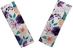 CULCLENDY Baby Car Seat Neck Cover, Car Seat Strap Cover, Seat Belt Cushions Pads, Shoulder Strap Protectors, Reversible Pram Harness Covers in Minky Floral, Baby Neck Pad Protector