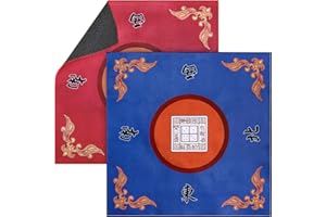 Cedilis 2 Pack Mahjong Mat, Anti Slip Mahjong Table Cover Mat for Tile Games, Board Game, Poker, Cards, 31.5 x 31.5 Inches, Noise Reduction, Blue and Red