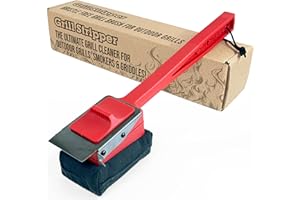 GRILL STRIPPER Bristle Free Grill Brush For Outdoor Grill - Steam Grill Brush Bristle Free with Patent Pending Triple Scraper and Dishwasher Safe Replaceable Fire Resistant Steam Sponge