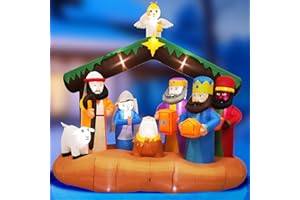 XPSCOCO 7 FT Christmas Inflatables Nativity Scene Outdoor Decorations, Large Christmas Blow Up Yard Decorations Nativity Sets Weatherproof Holiday for Garden Patio Lawn Party Xmas Gifts
