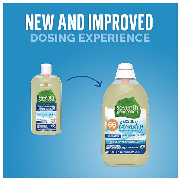 SEVENTH GENERATION LAUNDRY DETERGENT, ULTRA CONCENTRATED EASYDOSE, FREE & CLEAR, 23.1 FL OZ