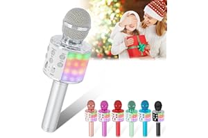 Verkstar Karaoke Microphone, 5-in-1 Wireless Bluetooth Karaoke Mic for Adults Kids, Handheld Mics Speaker with LED Lights,Christmas Birthday Gifts for All Ages