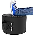 Throne Boss Gaming Footstool - Cover ONLY No Filling - Matching Bean Bag Chair Pouf/Ottoman - Round Gamer Foot Stool Footrest with Drink Holder (Black)
