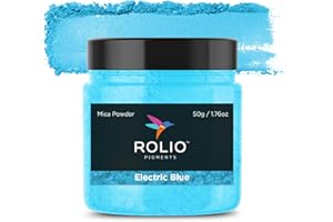 Rolio Premium Mica Powder - Electric Blue (50G / 1.76oz) - 1 Jar of Blue Pigment Powder for Epoxy Resin, Dye, Soap Making, Nail Polish, Paint, Candle Making, Bath Bombs, Slime