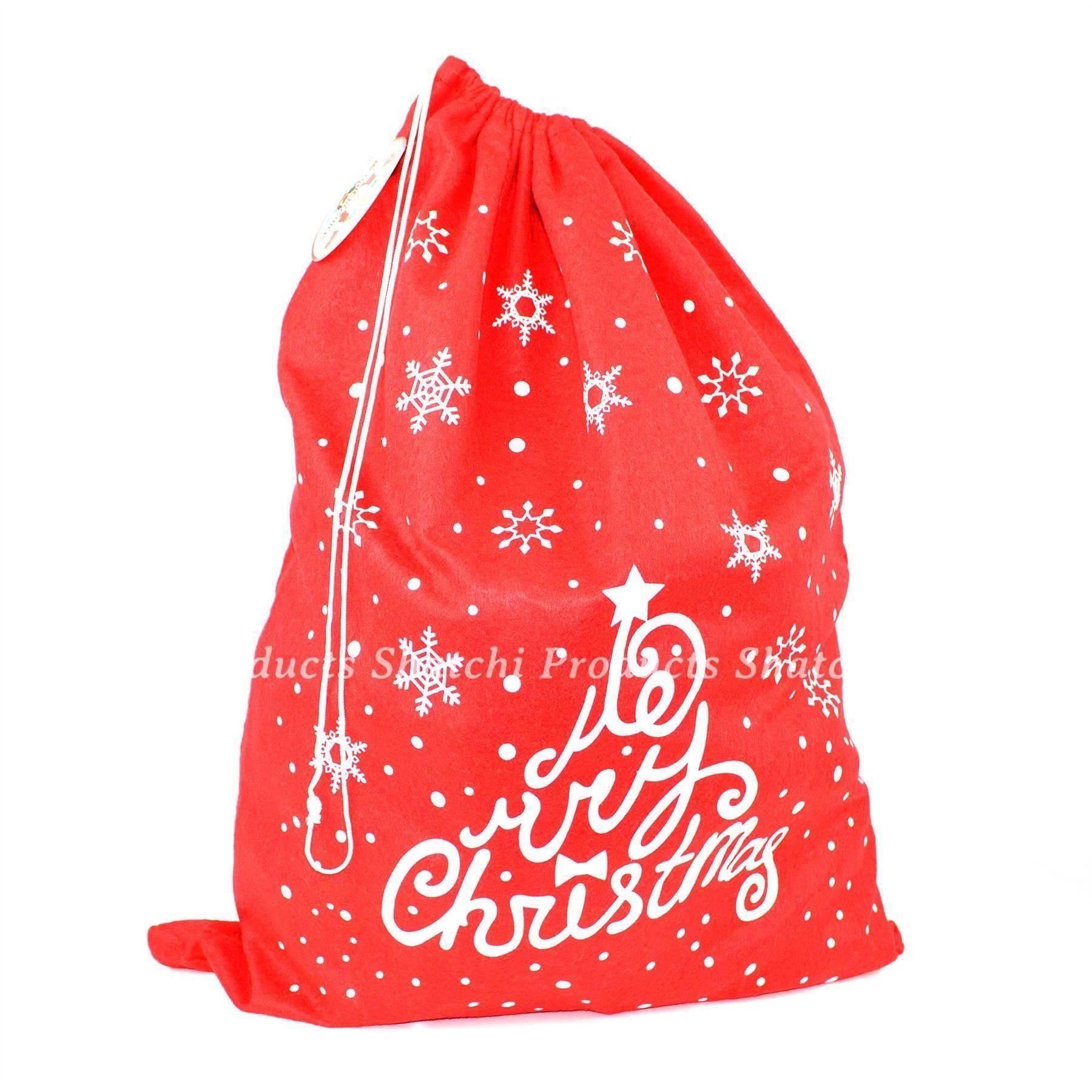 10Pcs - 48 x 60cm Large Christmas Santa Sack Snowflake Snowman Merry Christmas Printed Stocking Xmas Gifts Bags for Kids, Jumbo Father Christmas Santa Clause Costume Accessories