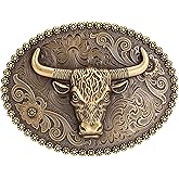 Western Cowboy Belt Buckle - Texas Bull Skull Belt Buckle for Men women