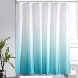 Furlinic Shower Curtain 78x78 Inch Mould Proof Polyester White Turquoise 12