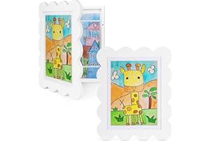 Solfres Kids Art Frames Front Opening 9x12 & 8.5x11 w/Mat, Set of 2, Kids Artwork Frames Changeable, Picture Frame with Storage Holds 150 Drawings, Display for Art Projects 3D Crafts, White