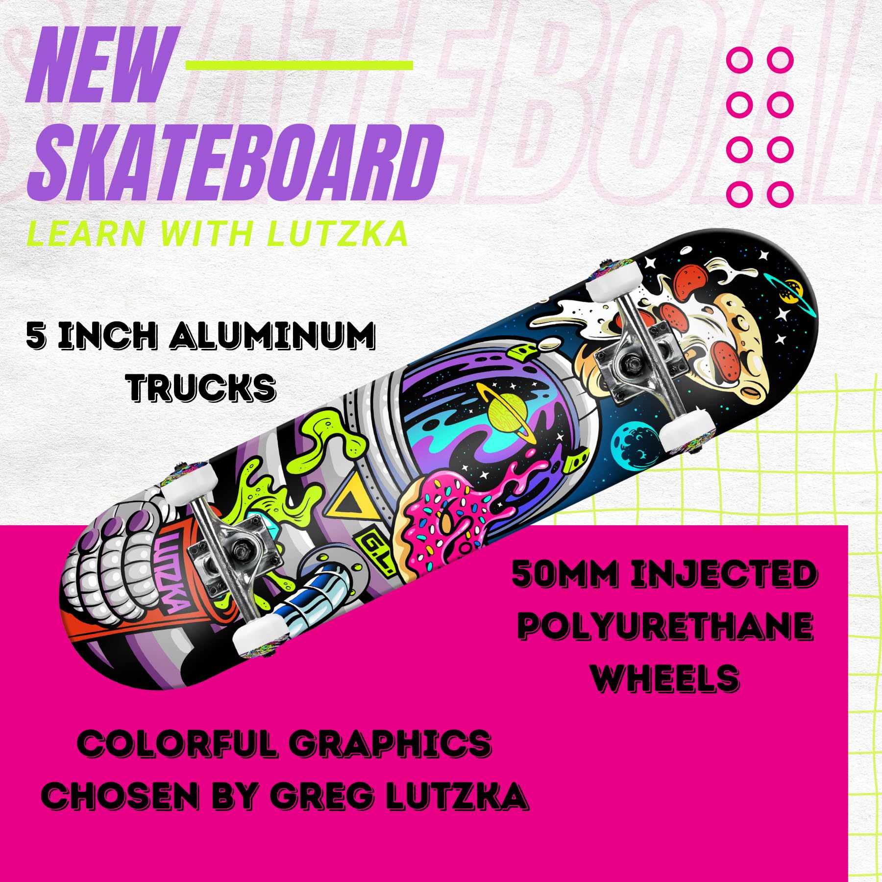 Roller Derby Deluxe Series Complete Skateboard for Beginners, Kids, Teens and Adults