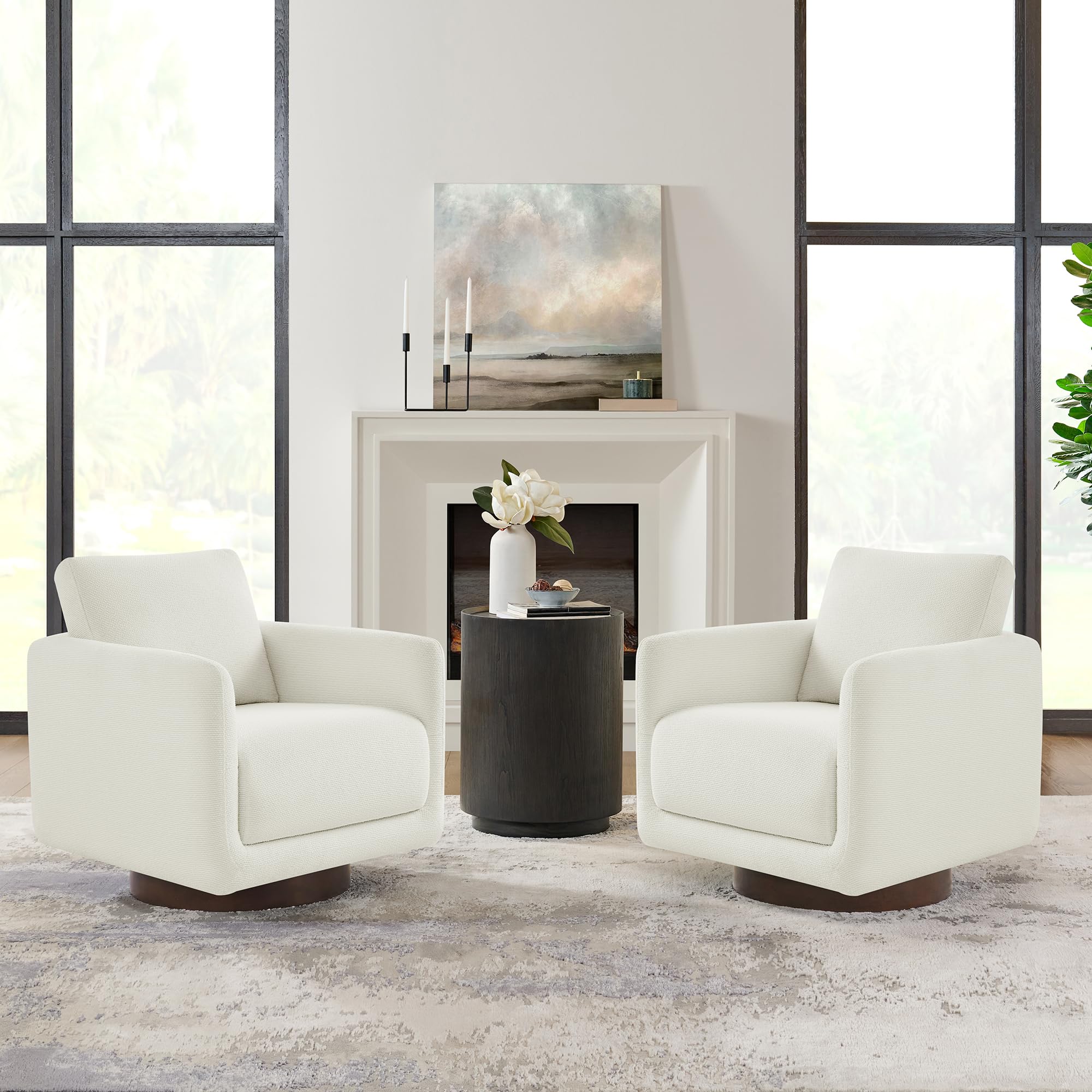 Photo 1 of **ONLY 1**
KISLOT Modern Swivel Accent Chair, 360° Rotating Round Barrel Armchair with Performance Fabric Upholstery for Living Room, Bedroom, Office, Reading Nook, Set of 2,Cream