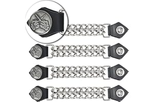 Dream Apparel 4PCS Motorcycle Vest Extenders for Men, Biker Vest Extenders with Faux Leather Ends and Double Chrome Chains