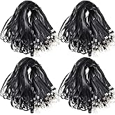 Gueevin 500 Pcs Lanyard Bulk Lanyards for Id Badges Lanyards for Keys Safety Woven Badge Lanyard with Clip Swivel J Hooks (Black)