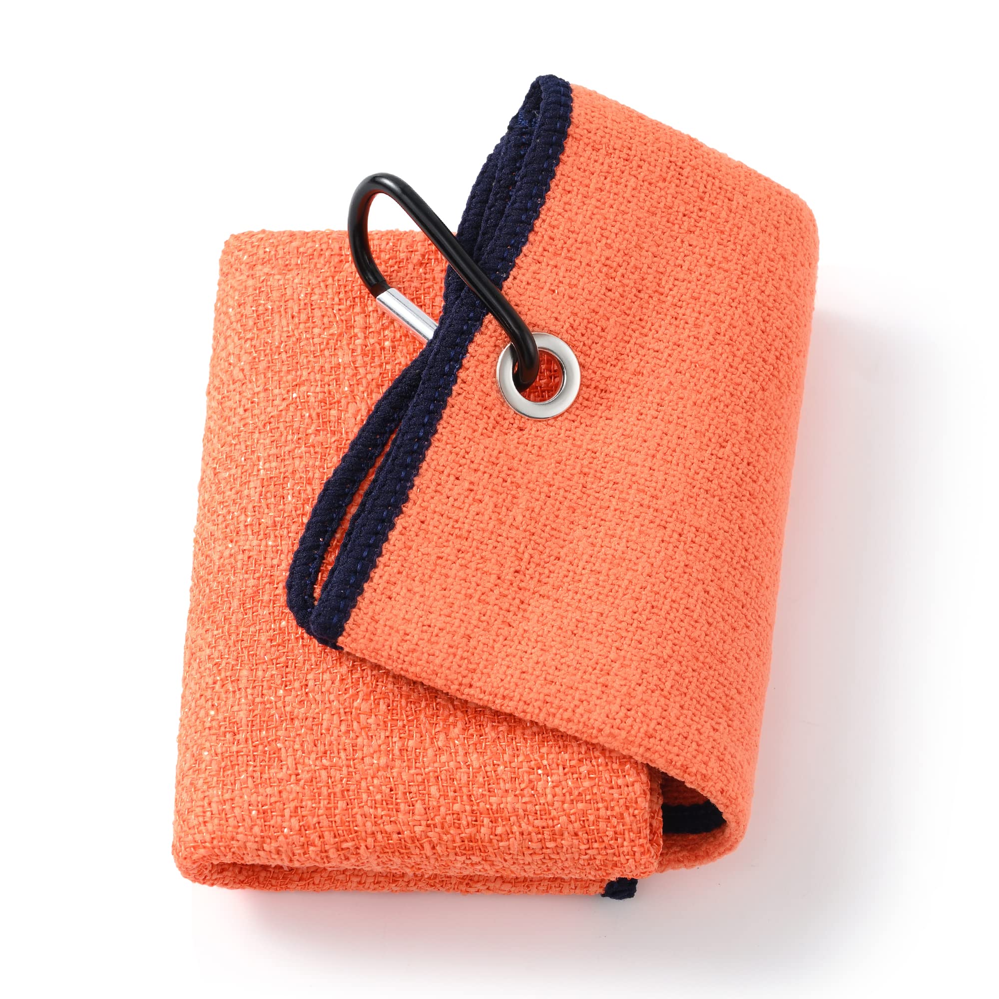 Mile High Life | Tri-fold Microfiber Golf Towel | Innovative Dual Side Design w/Dirt Scrub Side and Soft Cleaning Side | Light Weight | Excellent Water Absorbance | Please Watch Video (Orange/Navy)