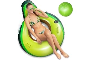 Floatey Avocado Pool Float - XtraLarge 37 Inches, Pool Floats Adult with Beach Ball | Avocado Float with Backrest & Cup Holder | River Tubes for Floating | Pool Floaties for Adults | Floaty for Adult