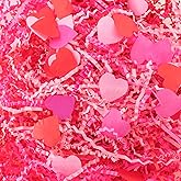 CIPOWM 16oz Valentine's Day Crinkle Cut Paper Shred, 3 Colors Red Pink Raffia Paper Shred Filler with Heart Confetti Shredded Paper Grass for Gift Wrapping Craft DIY Gift Bag Box Filling Party Supply