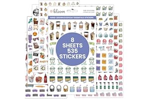 bloom daily planners Hand-Drawn Everyday Essentials Planner Stickers (535 Stickers) - Vintage Style Variety Pack for Decorating, Planning, Scrapbooking