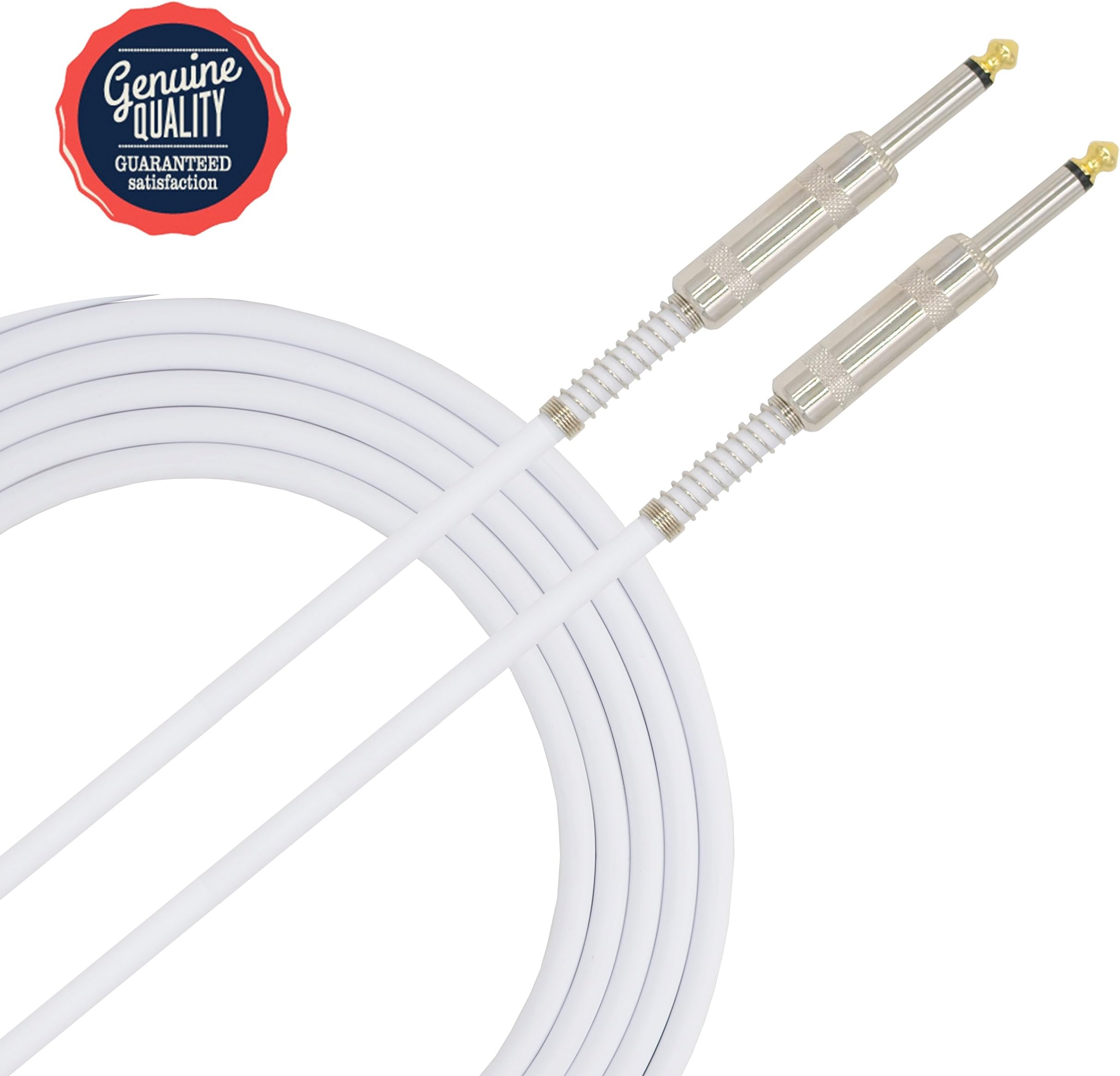 Sonobono Professional Noiseless Music Instrument Cable 1/4-Inch Straight with PVC Jacket for Guitar, Bass Guitar, AMP, and Keyboard (3M/10FEET, White)