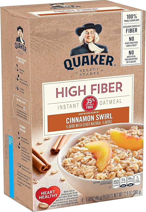 Quaker Instant Oatmeal Cinnamon Swirl High Fibre 360g Amazon.co.uk