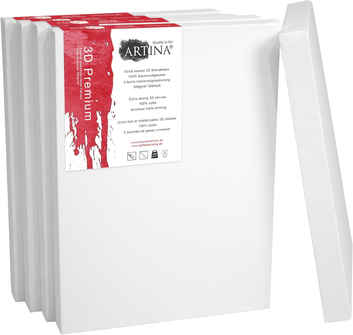 Artina 5 Deep Edge Canvases 30 x 40 cm Premium Quality Blank Art Canvas