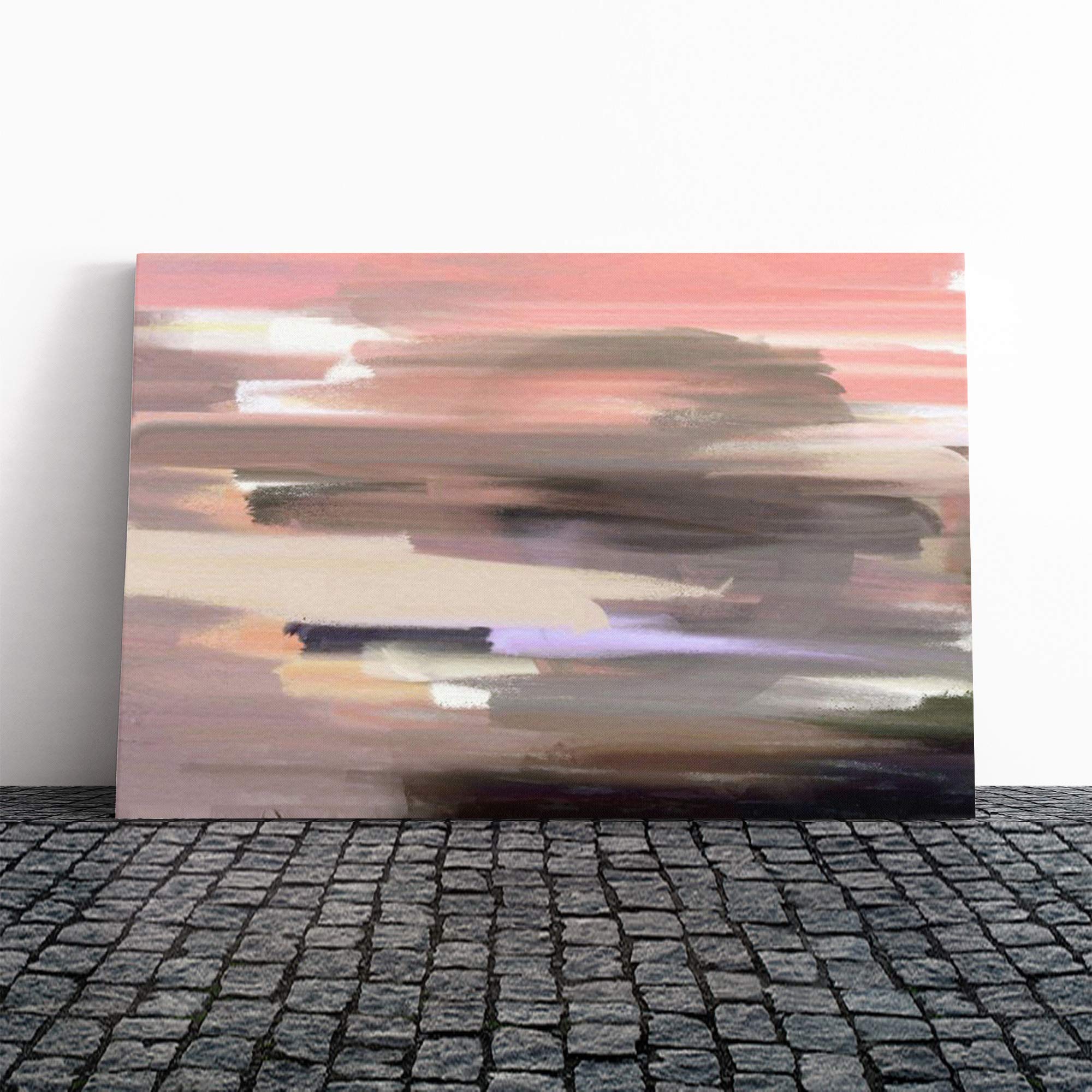 Wall Pink Abstract Art (9) Canvas Print | Gallery Wrapped 30mm Frame Wall Art | 20x14 inches | Ready to Hang | Abstract Picture | Living Room Bedroom Lounge Office