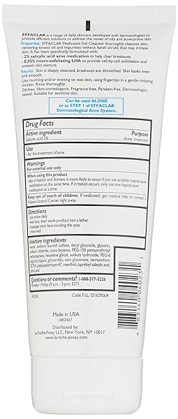LA ROCHE-POSAY EFFACLAR MEDICATED GEL ACNE CLEANSER, 6.76 FL. OZ.