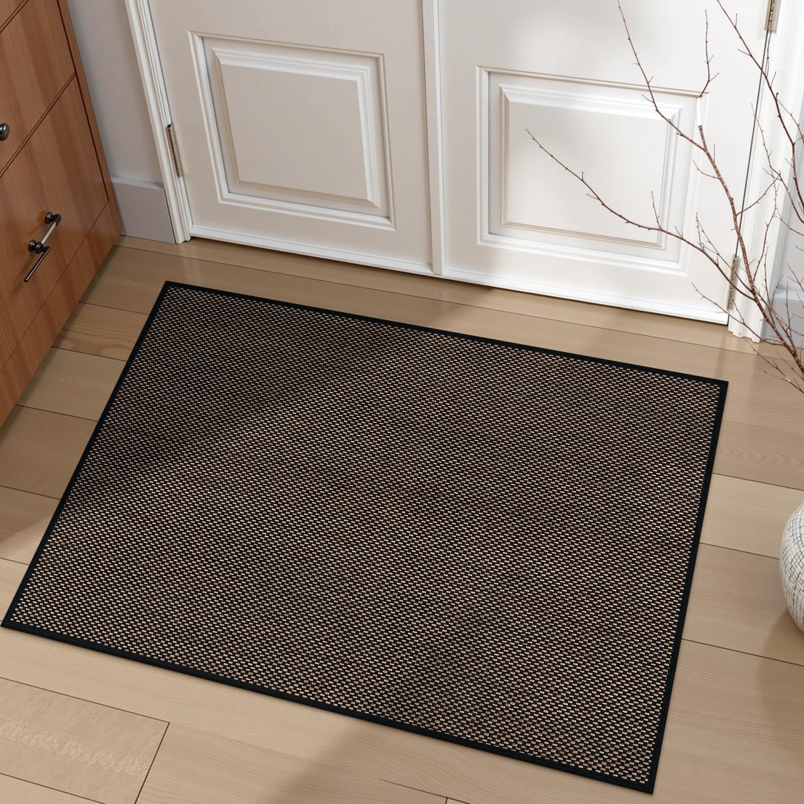 Photo 1 of Wonnitar Washable Braided Rugs 2x3 Kitchen Rugs, Absorbent Doormat Woven Neutral Rug, Rubber Backed Non Slip Bathroom Rugs Floor Carpet for Front Door Kitchen Sink(Black,2'x3')