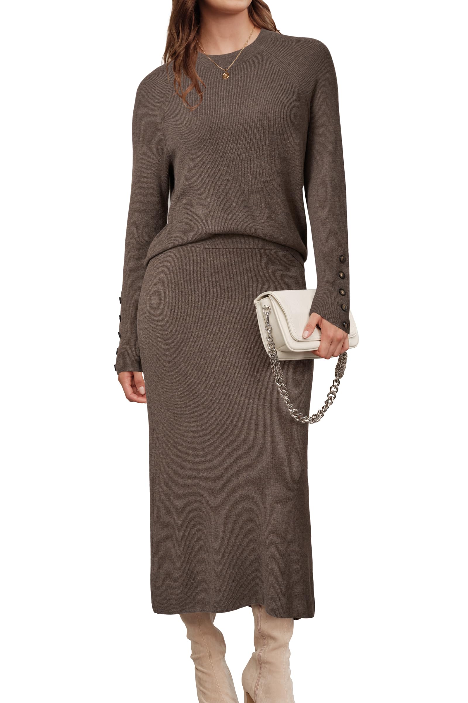 Arach&Cloz Gebreide Jurk Dames Herfst Winter Jurk Lange Geplooide V