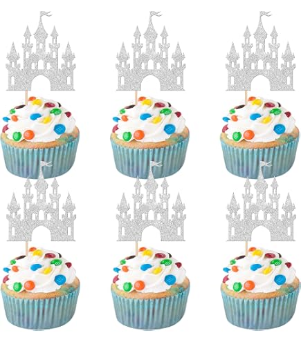 24 Stück Silberne Glitzer-Absatz-Cupcake-Topper – Für Gender Reveal, Babyparty & Geburtstage