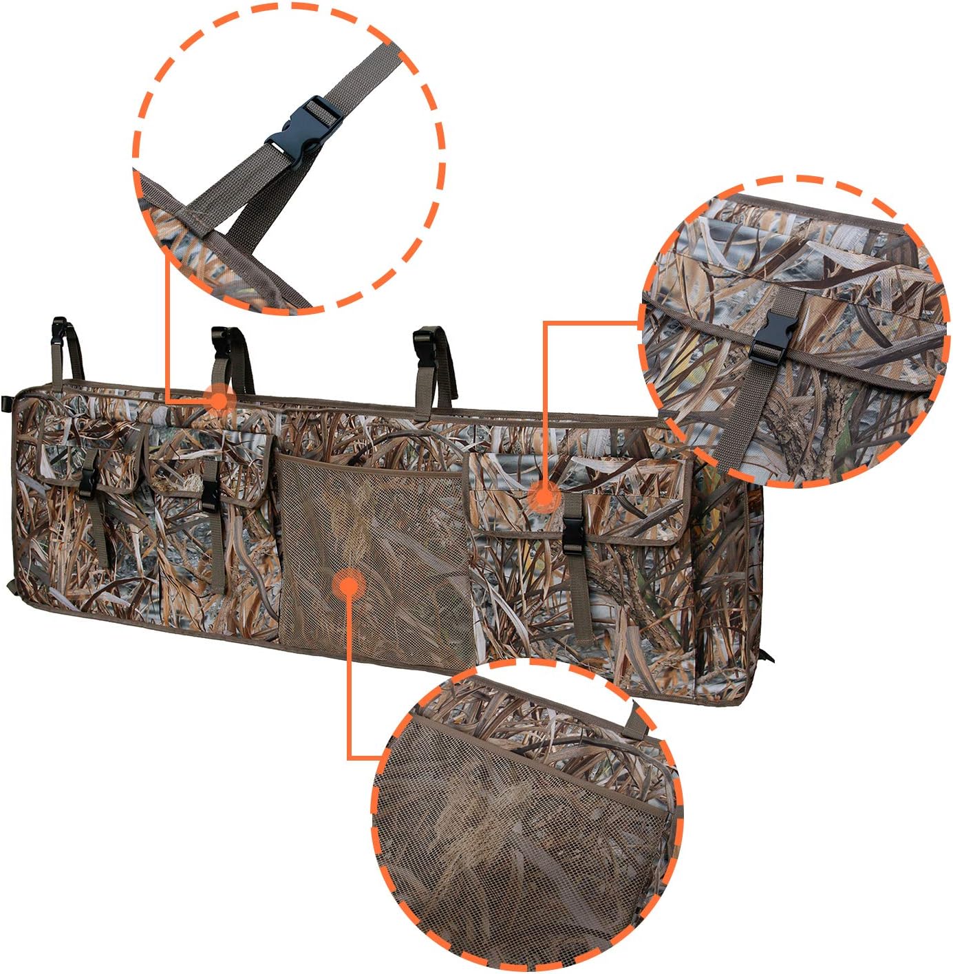 mydays Gun Rack for UTV,Double Gun Carrier Rifle Case Rear Storage Bag Roll Cage Cargo Organizer (Camo, L): Sports & Outdoors