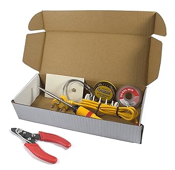ElectroBot 6 in 1 Electric Soldering Iron Stand Tool Wire Stripper Kit with 25W Welding Stick Set