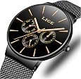 Montre Homme LIGE Acier Inoxydable 30M Étanche - Analogique Quartz Avec Date Et Diamants, Lumineuse