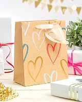 UK Greetings Medium Gift Bag Kraft Hearts Design 19 x 22.9 cm view 4