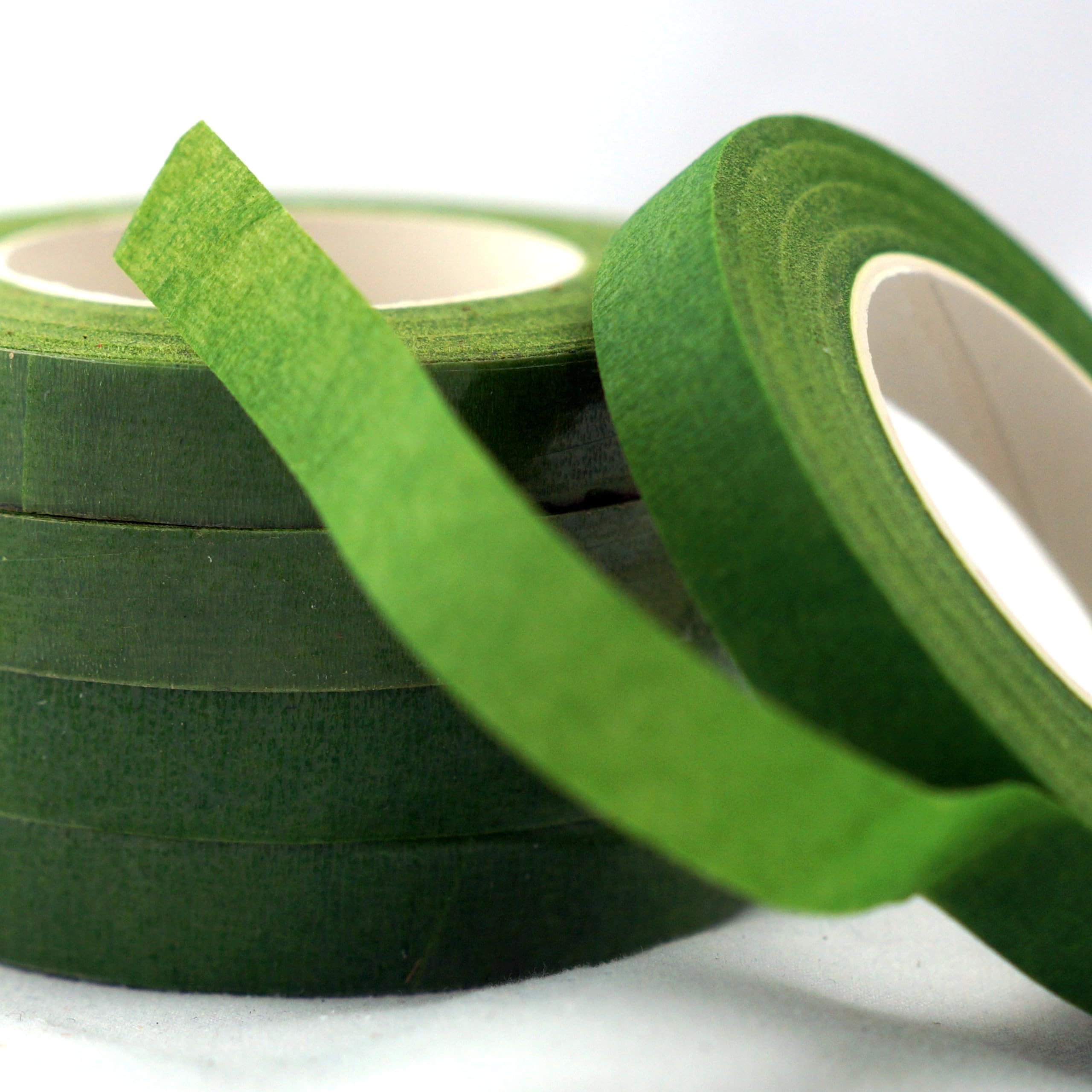 FLOWERS FOR LOVE Florist Tape, 13mm Wide, Waterproof Crepe Paper, 27M Roll. Decorative Craft Tape for Wreath Making. Floral Arranging Accessories. (Light Green, 4 Pack)