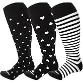LEVSOX Plus Size Compression Socks for Women Men Wide Calf Extra Large 15-20 mmHg Knee High Sock for Nurses Pregnant Travel
