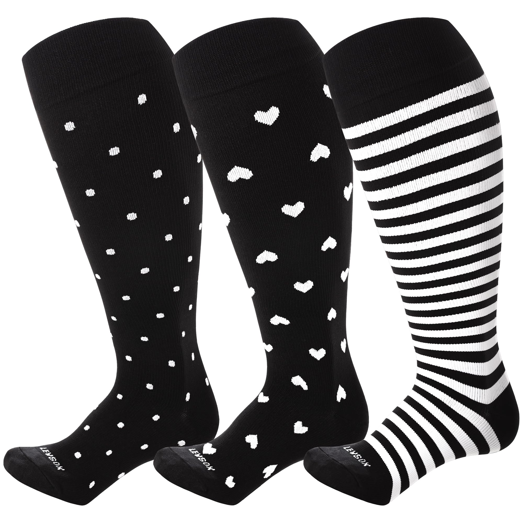 Photo 1 of LEVSOX Wide Calf Compression Socks for Women Men Plus Size 15-20 mmHg Extra Large Knee High Support Sock for Nurses Pregnant Travel